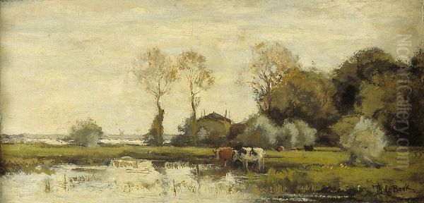 Landschap met koeien aan een plas - view 1