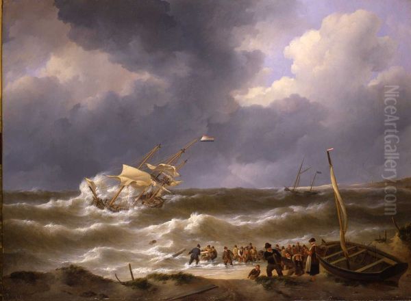 The beaches of the three-masted Iphigenia at Zandvoort in 1816 - view 1
