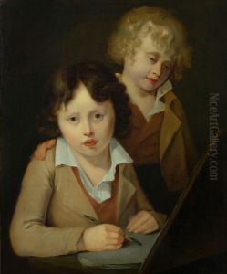 Portretten van Ary en Karel Arnoldus Scheffer op jeugdige leeftijd by Johann Baptist Scheffer
