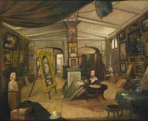 Interieur van het schildersatelier van kunstschilder Otto de Boer by Otto De Boer