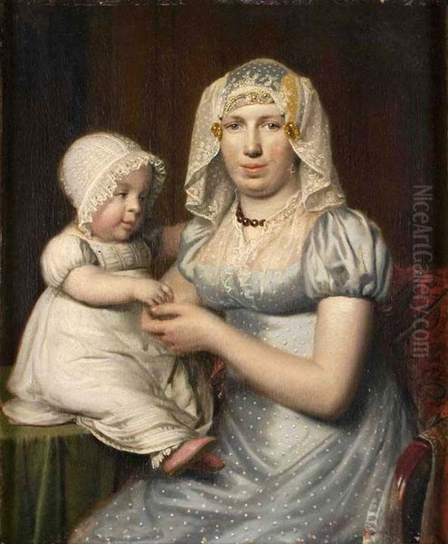Portret (kniestuk) van Eelkje Poppes en haar dochter Petronella Joh. Carolina - view 1