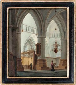 Interieur van een gotische kerk by Johannes Jelgerhuis