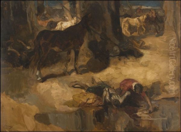 Don Quichotte drinkt water - view 1