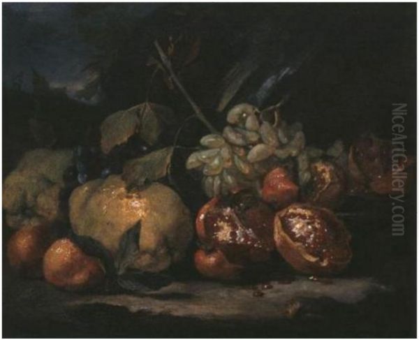 Still life with white grapes - view 1