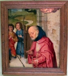 Nativity (fragment with Joseph and two shepherds) by Dieric Bouts
