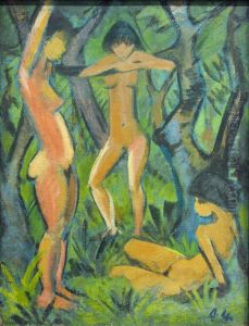 Drei Akte im Wald by Otto Mueller