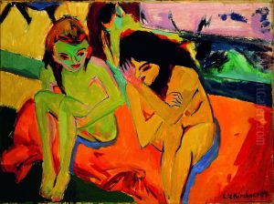 Two Girls / Naked Girls Talking by Ernst Ludwig Kirchner
