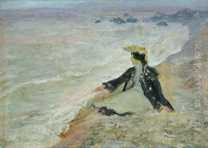 Woman near sea