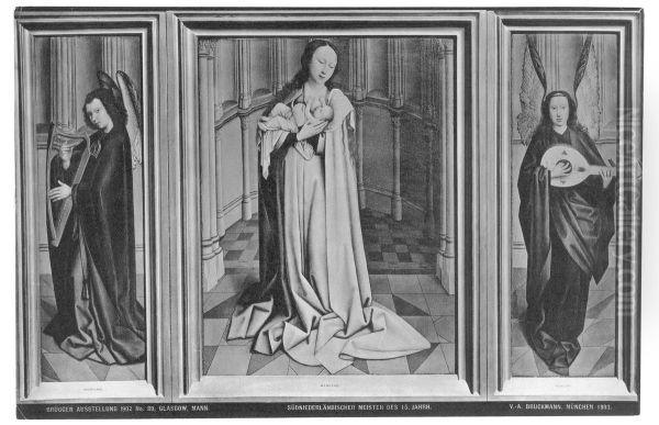 Triptych of Madonna lactans between an angel playing the harp and an angel playing the lute - view 1