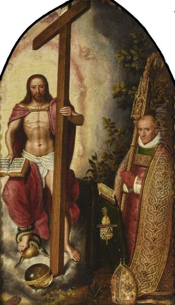 Portrait of the abbot Robert Holman, of abbey Onze-Lieve-Vrouw ter Duinen, kneeling before Christ - view 1
