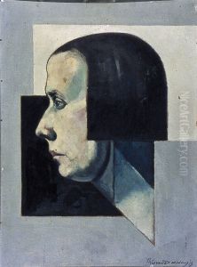 Portret van Petro (Nelly van Doesburg) en profil by Theo van Doesburg