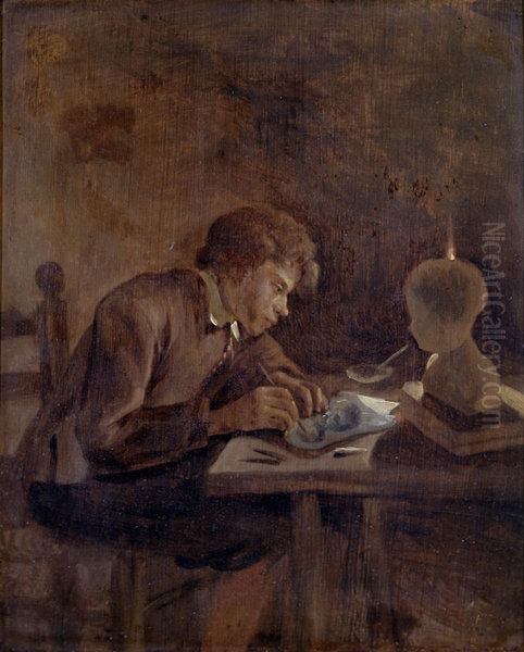 Young Draftsman by Candlelight - view 1