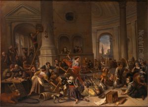De verdrijving uit de tempel by Jan Steen