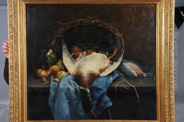 < Nature Morte Au Canard Et Panier En
Rotin >. - view 1