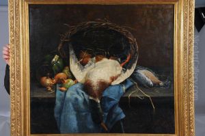< Nature Morte Au Canard Et Panier EnRotin >. by Albert Caullet