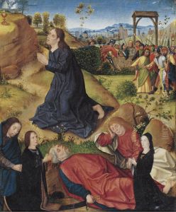 The agony in the garden with kneeling donors from the Judden (De Jode) family by unknown