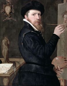 Self-portrait of Isaac Claesz. van Swanenburg (1537-1614) by Isaac van Swanenburg