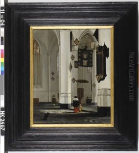 Interieur van de Pieterskerk in Leiden by Anthonie Van Borssom