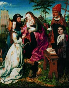 Madonna and Child with Saints and a Donor by Master Of Frankfurt