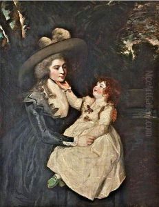 Portrait of the widow Mrs. Seaforth and child by Of Sir Joshua Reynolds