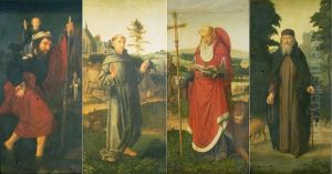 Wings of a Triptych with Saints Christopher, Francis, Jerome, Anthony by Gerard David