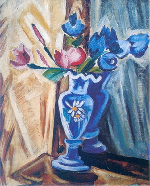 Blue Vase with Flowers - view 1