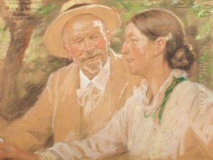 Solvbrudeparret Michael og Anna Ancher by Peder Severin Kroyer