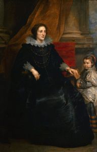 Portrait of a woman, sitting full-length with her daughter by Sir Anthony Van Dyck