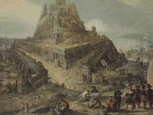 King Nimrod ordering the construction of the Tower of Babel by Louis de Caullery