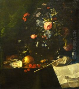 Nature morte aux fleurs. Vanite by Jan Jansz. de Heem