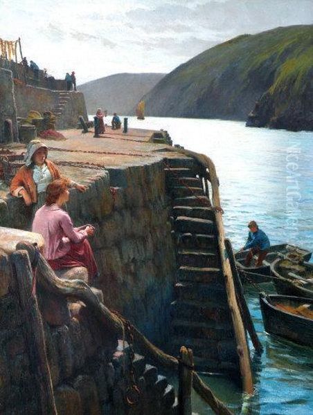 Fish Wives On A Quayside Awaiting The Return Of The Fishing Fleet - view 1