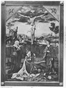 Crucifixion with Virgin, Mary Magdalene and Saint John by Joos Van Cleve