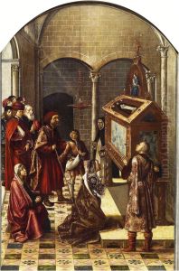 Adoracion del sepulcro de san Pedro Martir by Pedro Berruguete