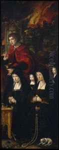De H. Johannes de Evangelist en stichtersportretten by Pieter Coecke Van Aelst