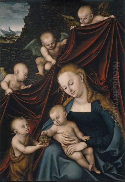Maria mit dem Kind, dem Johannesknaben und Engeln - view 1