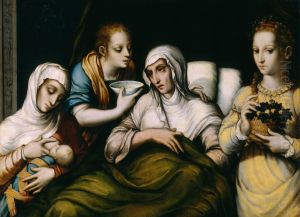 El Nacimiento de la Virgen by Luis de Morales