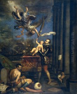 Felipe II ofreciendo al cielo al infante don Fernando by Titian