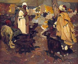 Le Marche Aux Chevres by Leon Cauvy