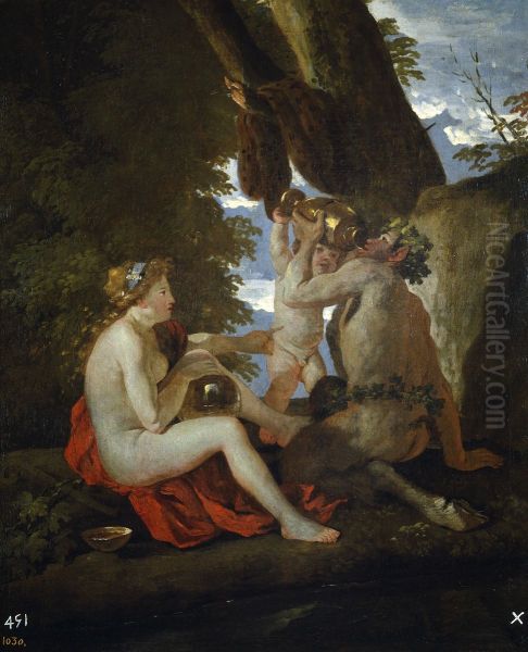 Scene bachiqueouNymphe et satyre buvant - view 1