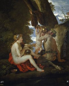 Scene bachiqueouNymphe et satyre buvant