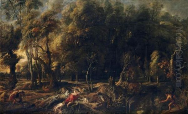 Atalanta y Meleagro cazando el jabali de Calidon - view 1