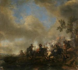 Cavalry combat by Philips Wouwerman