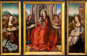 Triptych:Virgin and Child,Saint CatherineandSaint Barbara by Quinten Metsys