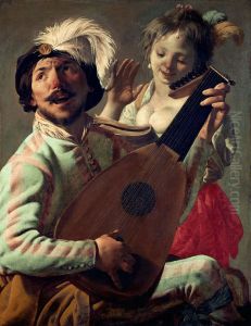 Lute player and singing woman by Hendrick Ter Brugghen
