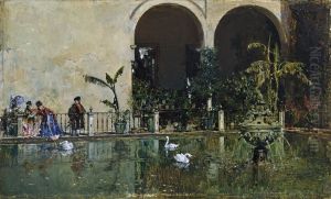 Estanque en los jardines del Alcazar de Sevilla by Raimundo de Madrazo y Garreta