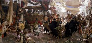 The Baptismal procession of Prince Juan, son of the Catholic Kings, through the streets of Seville by Francisco Pradilla y Ortiz
