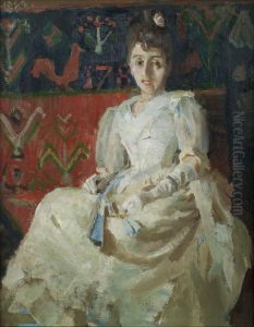 Woman on a Rooster Ryijy Rug