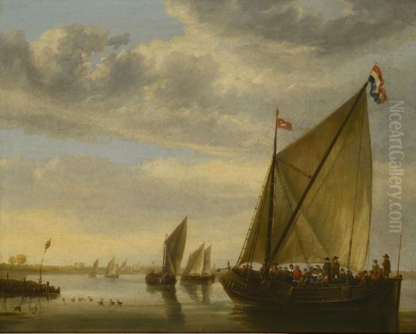 River Scene with a Ferry Boat - view 1