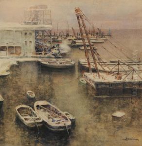 Porto Di Savona Sotto La Neve by Ludovico Cavaleri