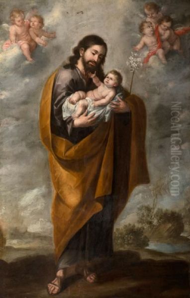 Saint Joseph with the Infant Saviour (Angels in the Clouds) - view 1